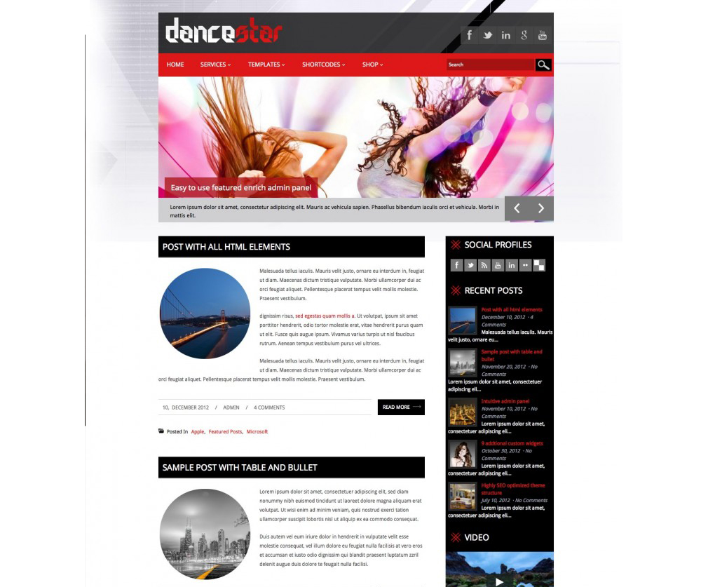 DanceStar responsive WordPress theme